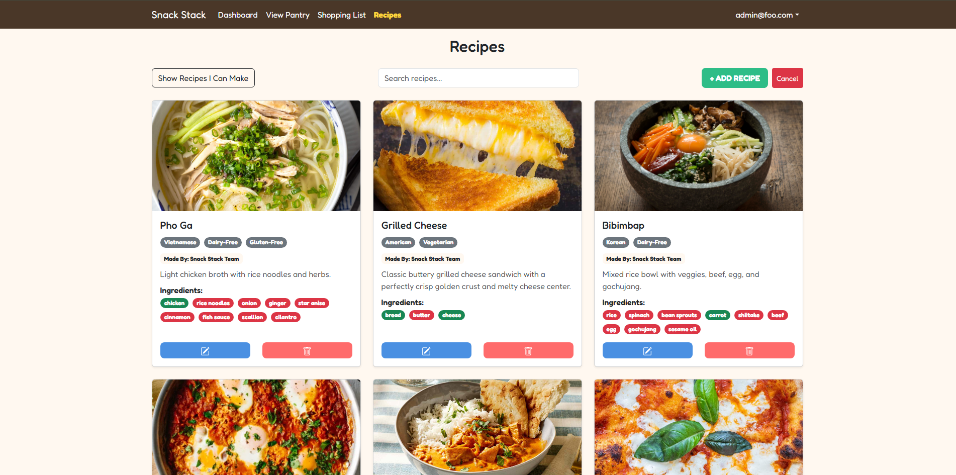 Snack Stack Recipes Screenshot