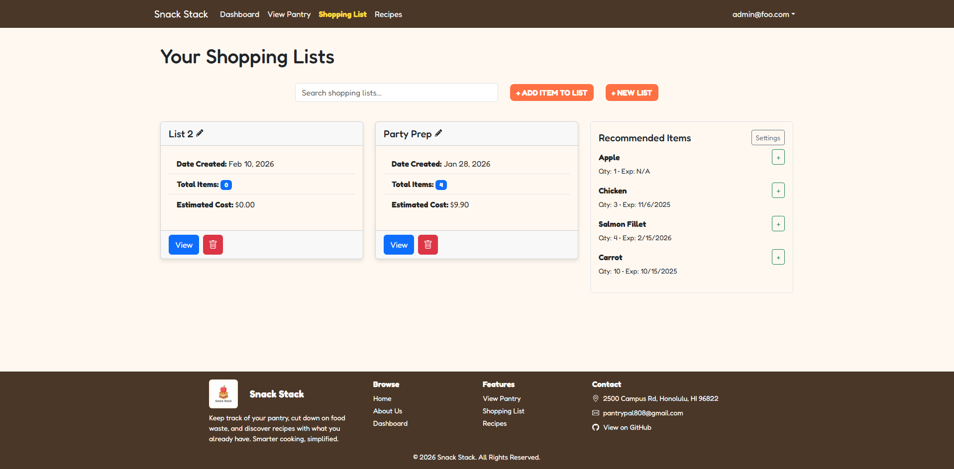 Snack Stack ShoppingList_Screenshot